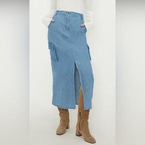 a.n.a. Skirt - New Women’s Blue Denim Cargo Midi Skirt. Size 18. NEW with tags
